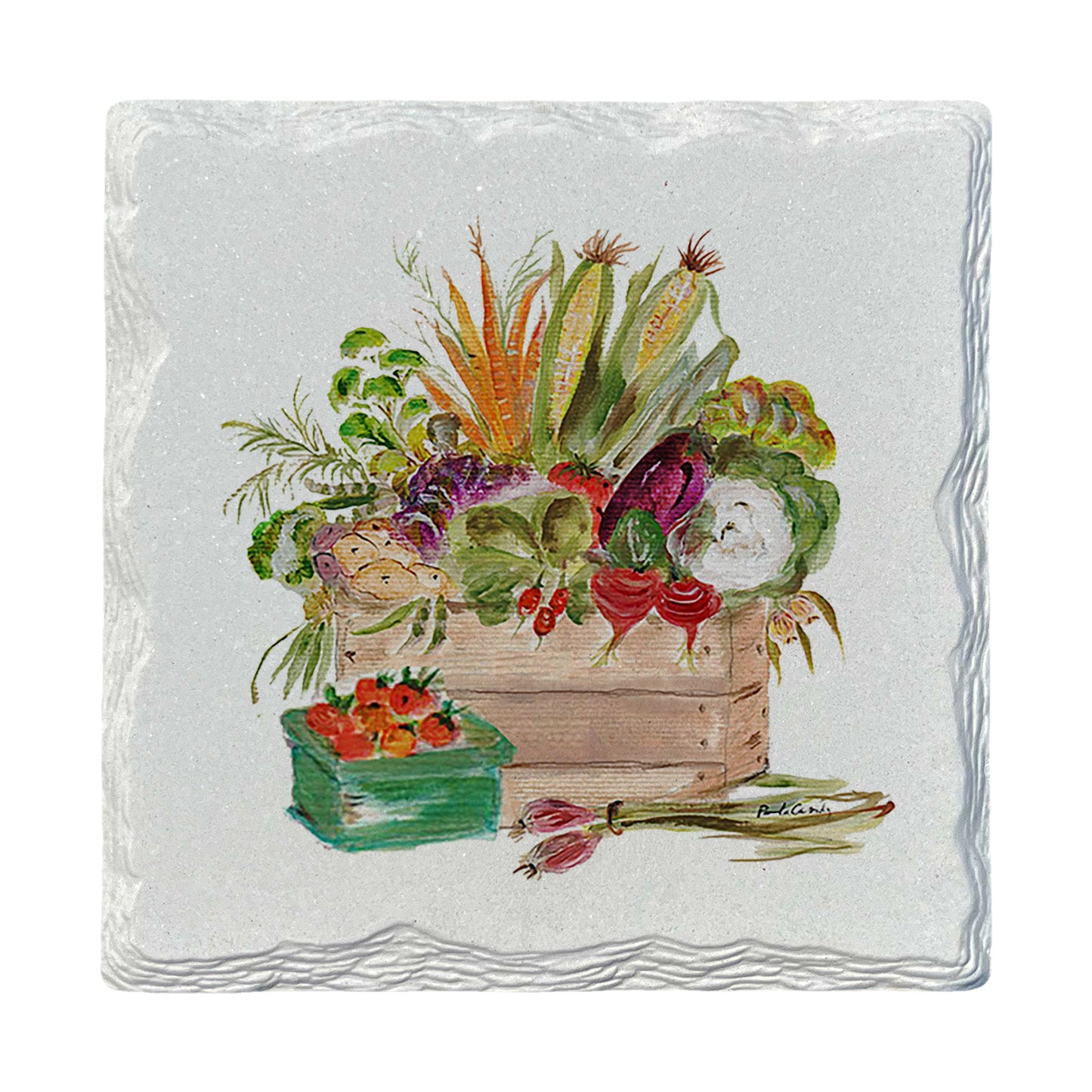 Pamela Cassidy | Crate of Veggies | Drink Coaster