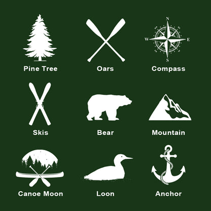 Customizable Lodge Green Lake/Mountain House Sign | Icon Choice | Wall Art Print on Real Wood