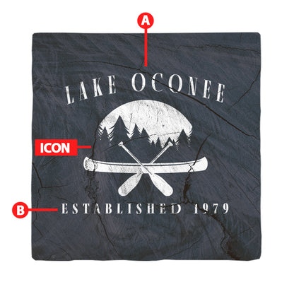 Customizable Lodge Blue | White Icons | Drink Coaster