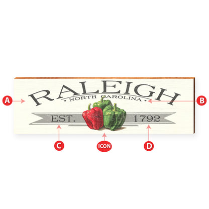 Customizable Fruits & Vegetables Sign | Icon Choice | Wall Art Print on Real Wood