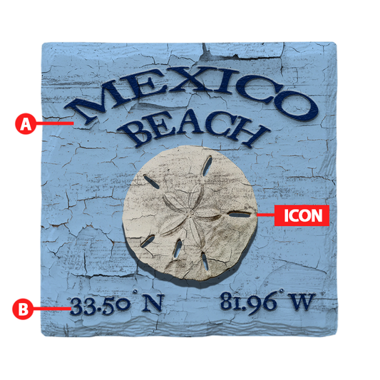 Customizable Coastal Blue Paint Chip | Drink Coaster | Absorbent Ridged Ceramic