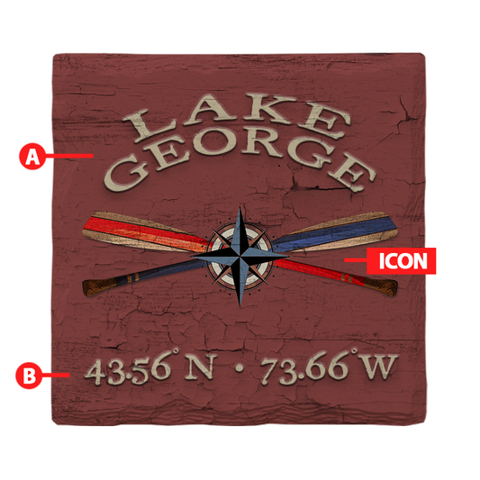 Customizable Lodge Red Paint Chip | Icon choice | Drink Coaster | Absorbent Ridged Ceramic