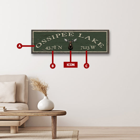 Customizable Lodge Green Paint Chip Sign | Icon Choice | Wall Art Print on Real Wood