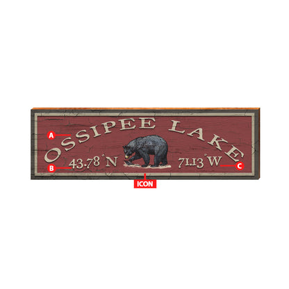 Customizable Lodge Red Paint Chip Sign | Icon Choice | Wall Art Print on Real Wood