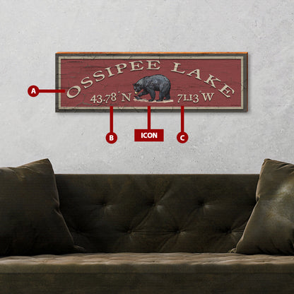 Customizable Lodge Red Paint Chip Sign | Icon Choice | Wall Art Print on Real Wood