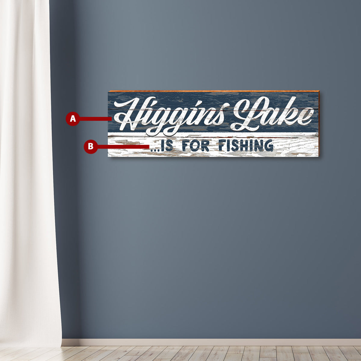 Rustic Sign Blue Customizable Lake Blue Rustic Sign | Wall Art Print on Real Wood – Mill ...