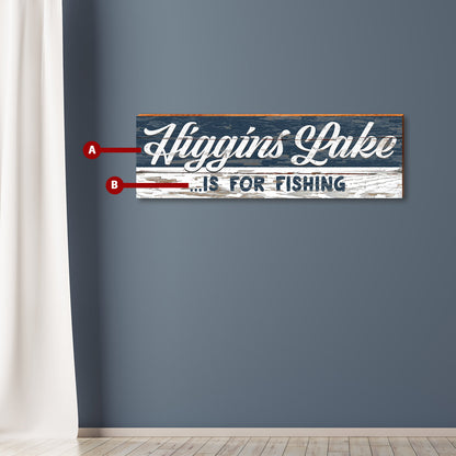 Customizable Lake Blue Rustic Sign | Wall Art Print on Real Wood