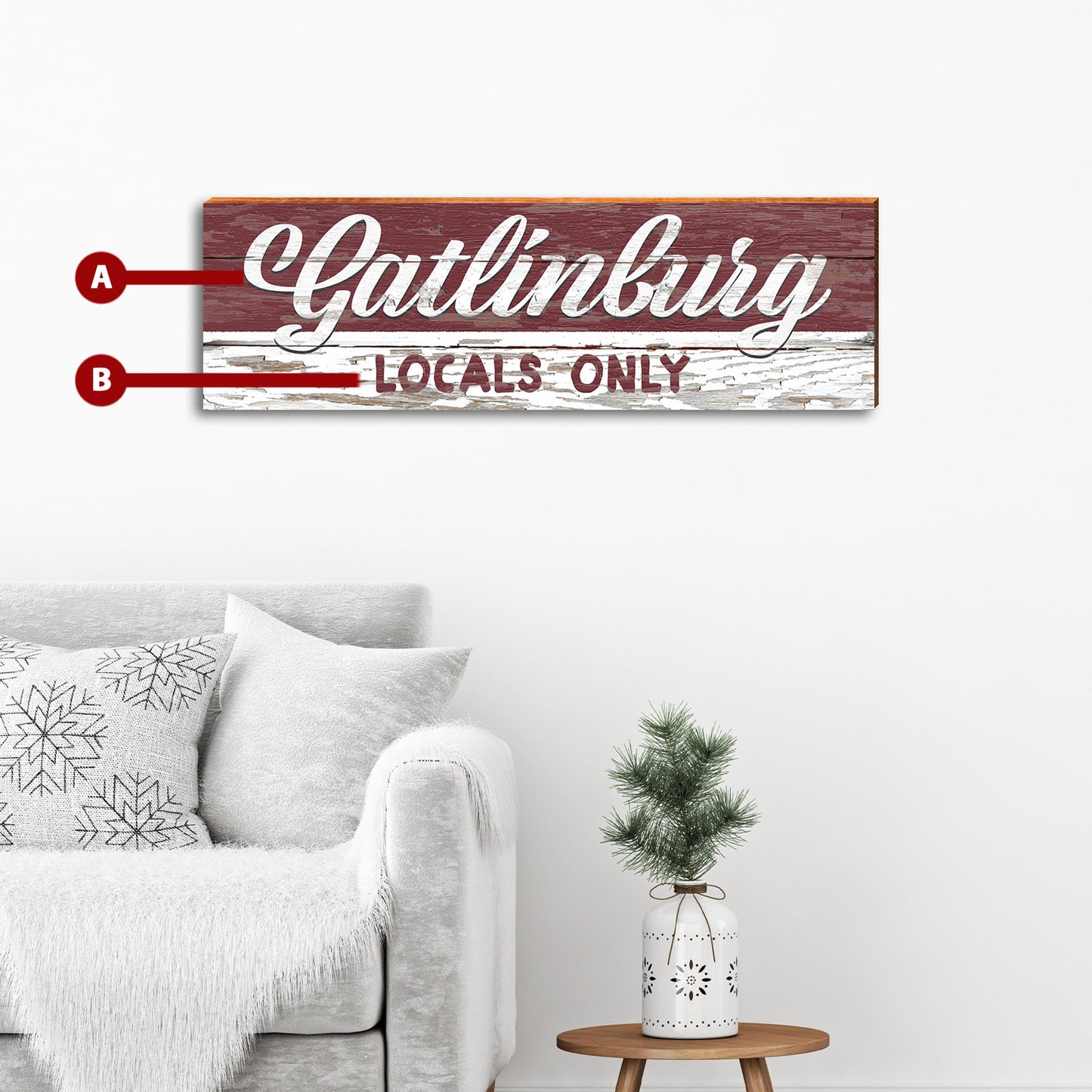 Customizable Lodge Red Rustic Sign | Wall Art Print on Real Wood