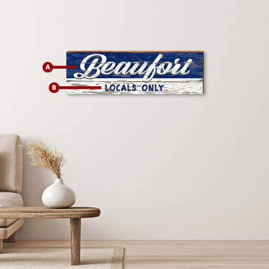 Customizable Coastal Navy Rustic Sign | Wall Art Print on Real Wood