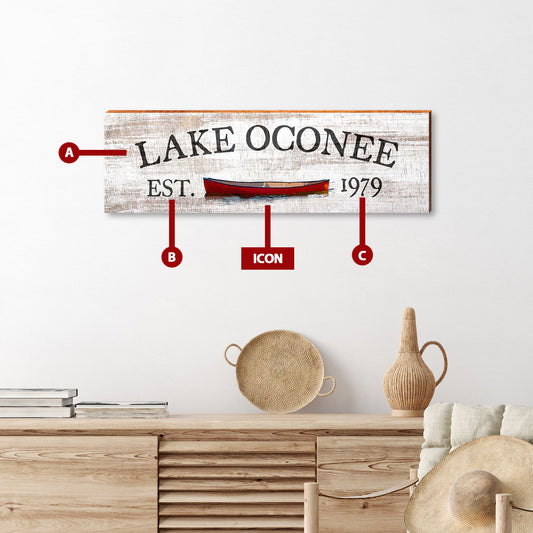 Customizable Lodge Whitewash Sign | Icon Choice | Wall Art Print on Real Wood