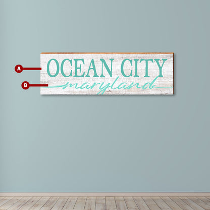 Customizable White/Teal Horizontal Script Sign | Wall Art Print on Real Wood