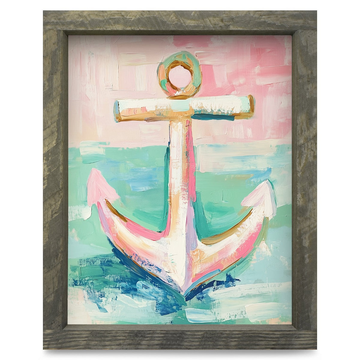 Cute Coastal Anchor in Rustic Brown frame
