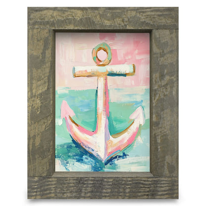 Cute Coastal Anchor  | Real Wood Framed Wall Art Print