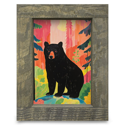 Brilliant Black Bear | Real Wood Framed Wall Art Print