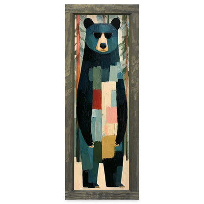Cool Bear In Sunglasses | Real Wood Framed Wall Art Print | Skinny