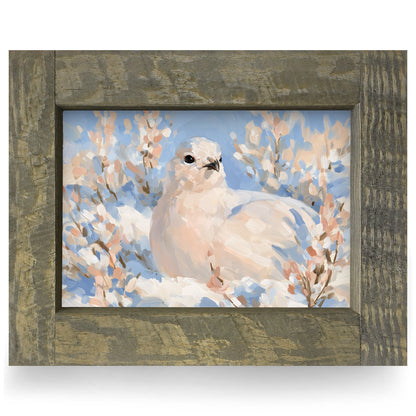 Winter Ptarmigan | Real Wood Framed Wall Art Print