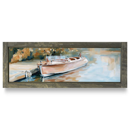 Classic Wooden Speedboat | Real Wood Framed Wall Art Print | Skinny