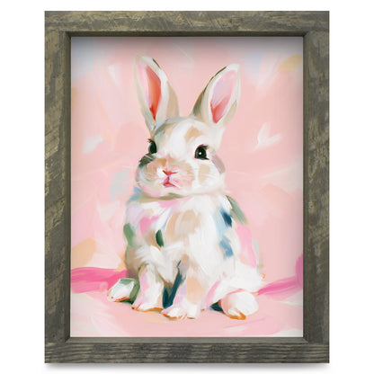 Painted Pastel Bunny | Real Wood Framed Wall Art Print