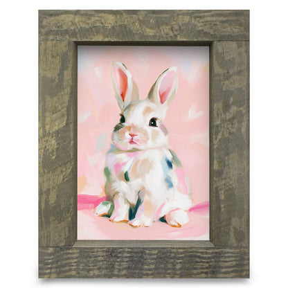 Painted Pastel Bunny | Real Wood Framed Wall Art Print