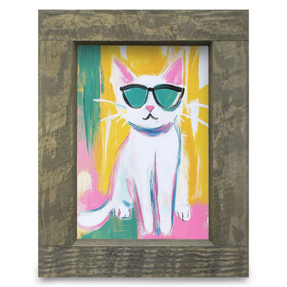 Cool Cat | Real Wood Framed Wall Art Print