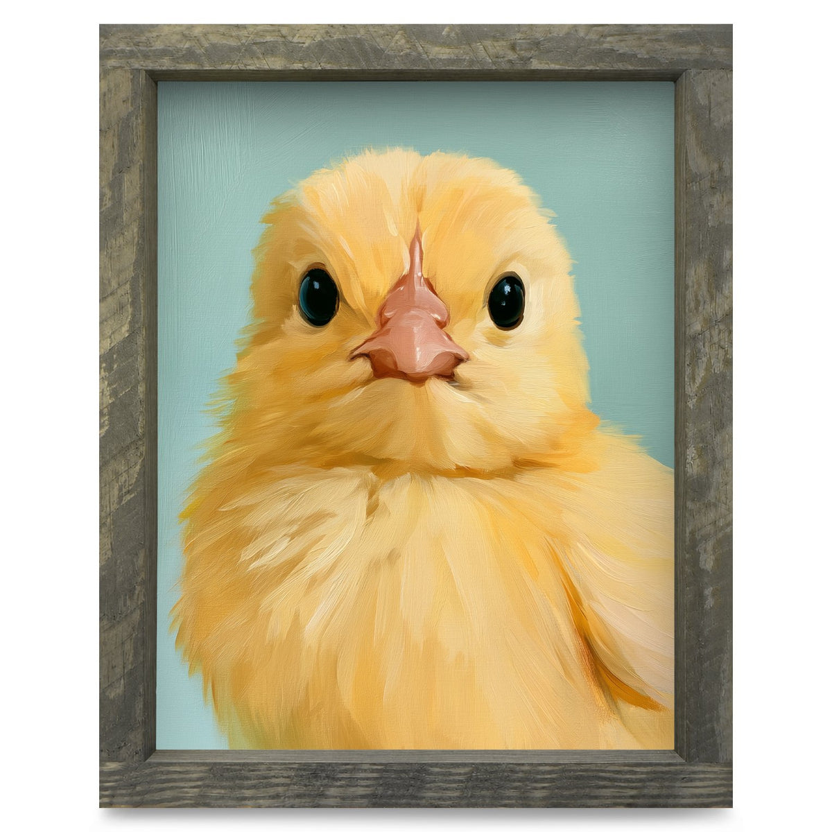 Little Yellow Chick | Real Wood Framed Wall Art Print