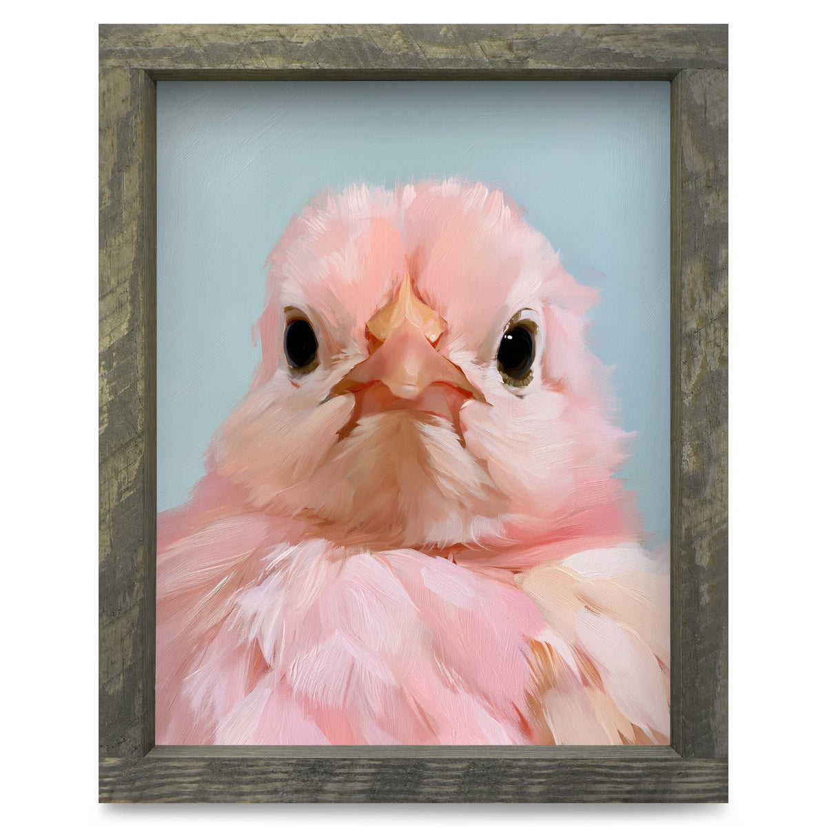 Little Pink Chick | Real Wood Framed Wall Art Print
