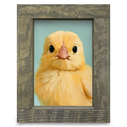 Little Yellow Chick | Real Wood Framed Wall Art Print