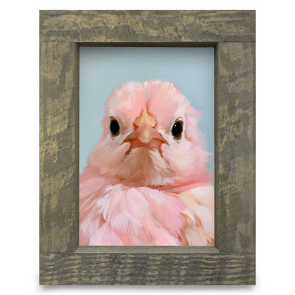 Little Pink Chick | Real Wood Framed Wall Art Print