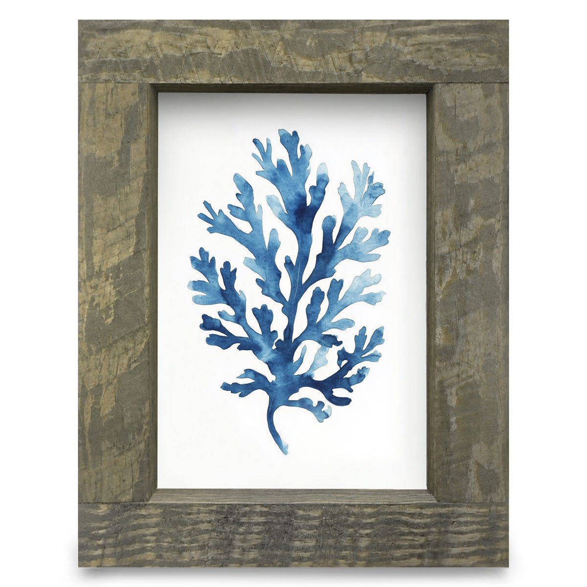 Watercolor Navy Botanical | Real Wood Framed Wall Art Print