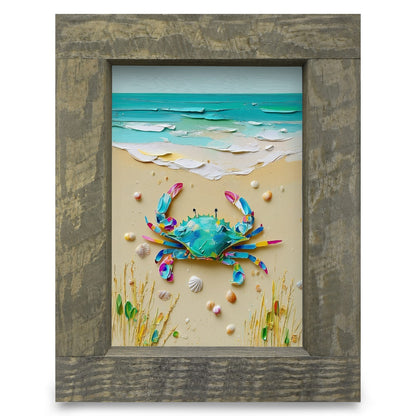 Colorful Textured Crab  | Real Wood Framed Wall Art Print