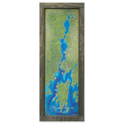Mystic, Connecticut Map | Real Wood Framed Wall Art Print