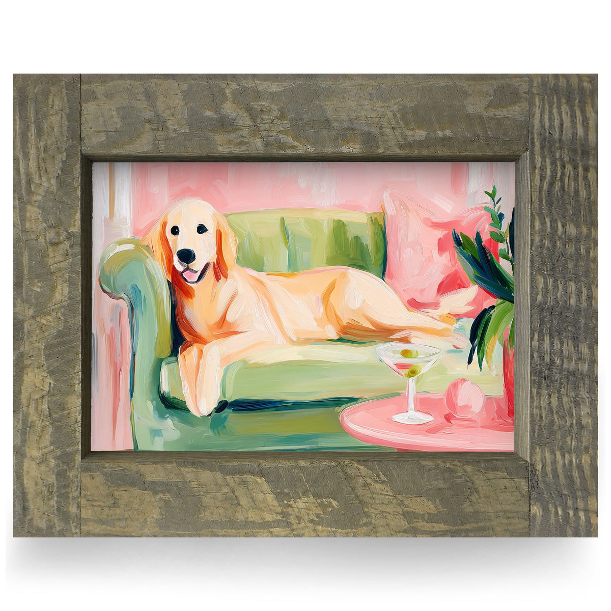 Cozy Couch Companion | Real Wood Framed Wall Art Print | Horizontal