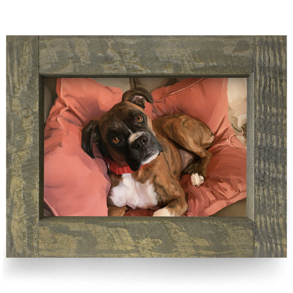 Boxer on the Couch | Real Wood Framed Wall Art Print | Horizontal