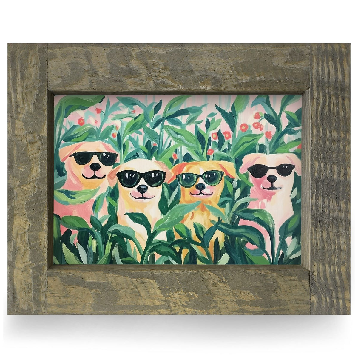 Tomato Patch Dogs | Real Wood Framed Wall Art Print