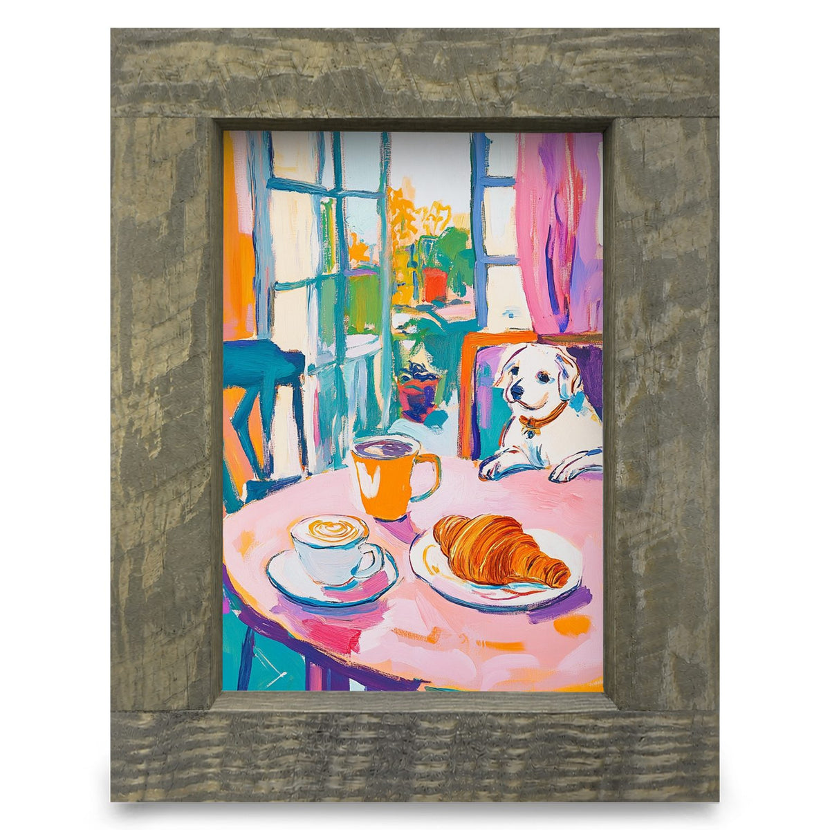 Doggy Brunch Date | Real Wood Framed Wall Art Print