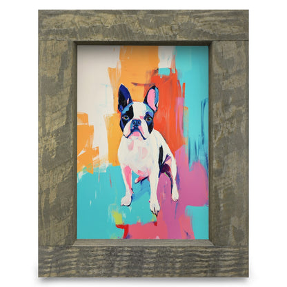 Pastel Boston Terrier | Real Wood Framed Wall Art Print