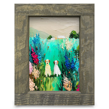 Impasto Farm Dogs | Real Wood Framed Wall Art Print