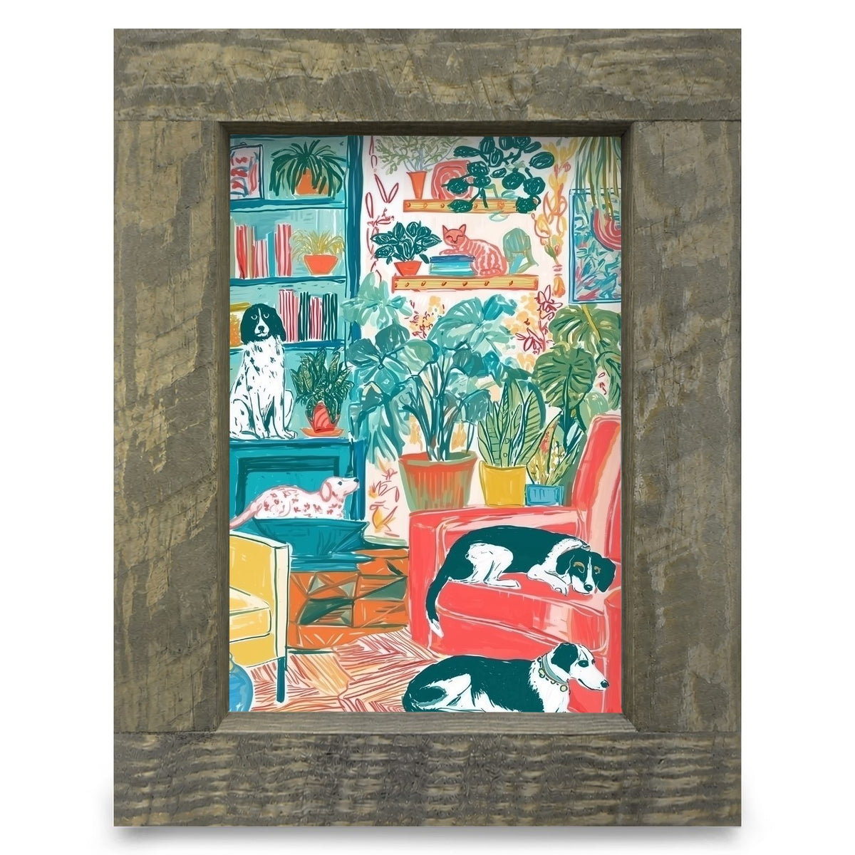 Paws & Plants | Real Wood Framed Wall Art Print