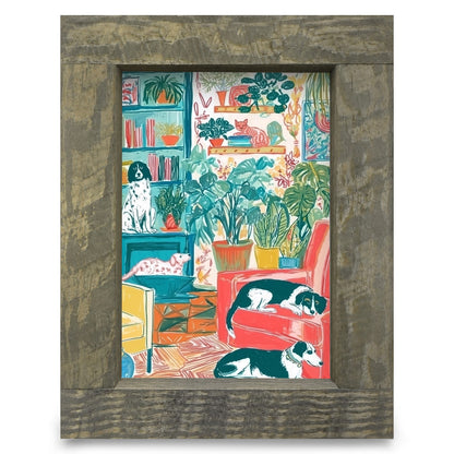 Paws & Plants | Real Wood Framed Wall Art Print