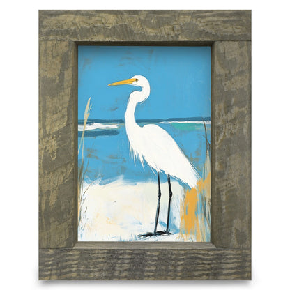 Blue Sky Egret | Real Wood Framed Wall Art Print