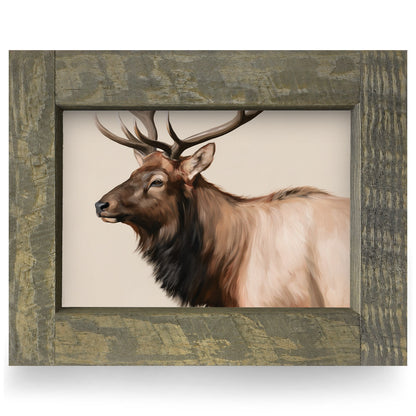 Bull Elk Portrait | Real Wood Framed Wall Art Print