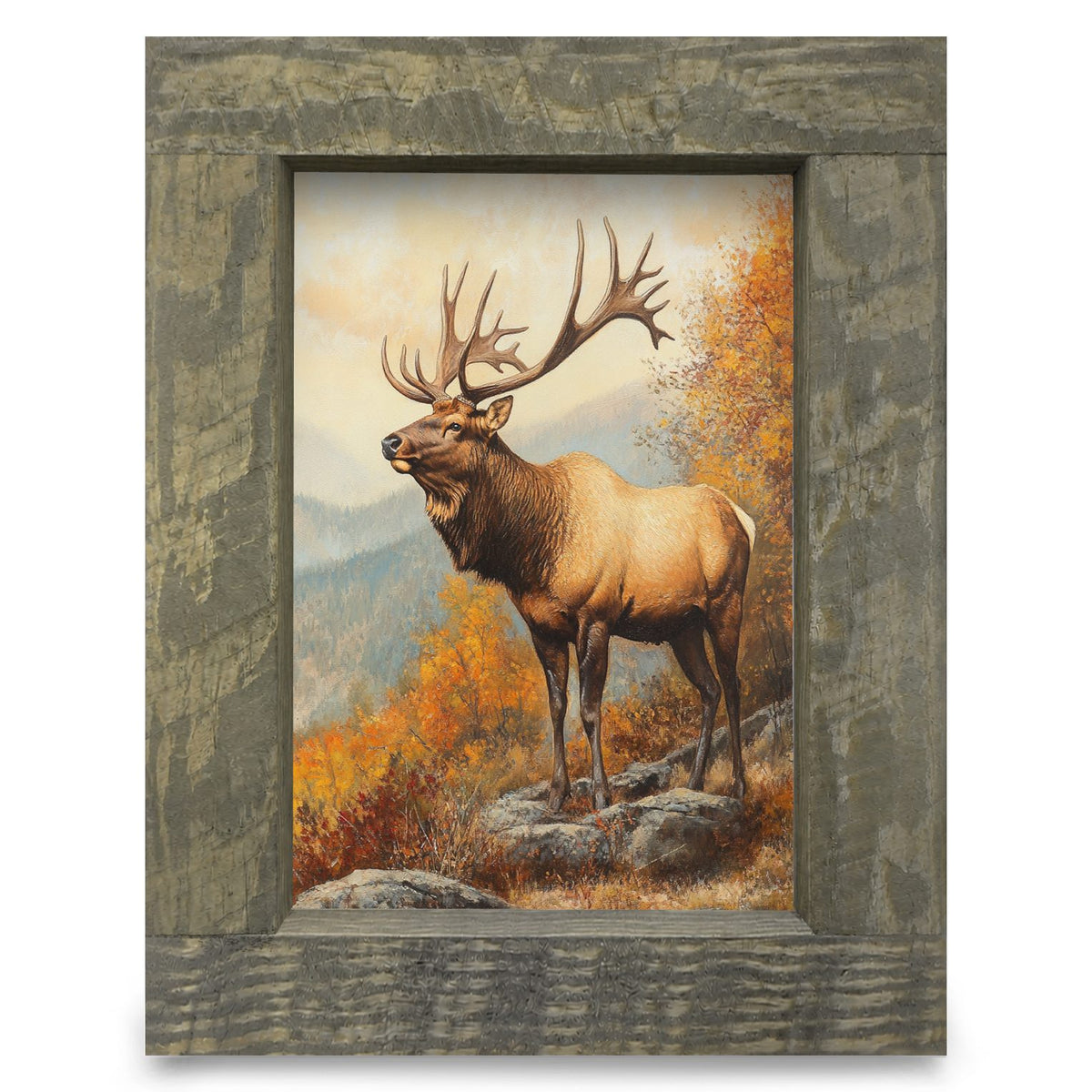 Fall Elk | Real Wood Framed Wall Art Print