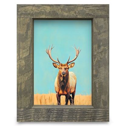 Modern Elk Portrait | Real Wood Framed Wall Art Print