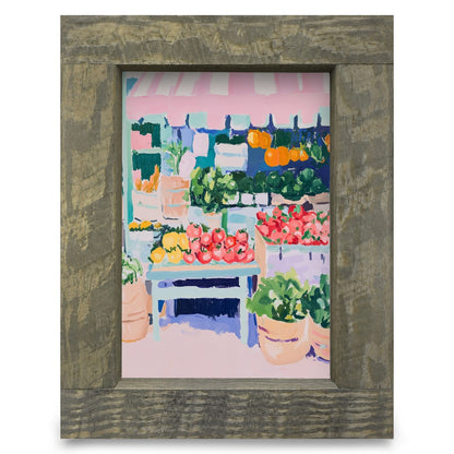 Farmer Market Stand | Real Wood Framed Wall Art Print