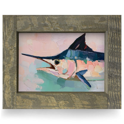 Painterly Marlin Profile | Real Wood Framed Wall Art Print