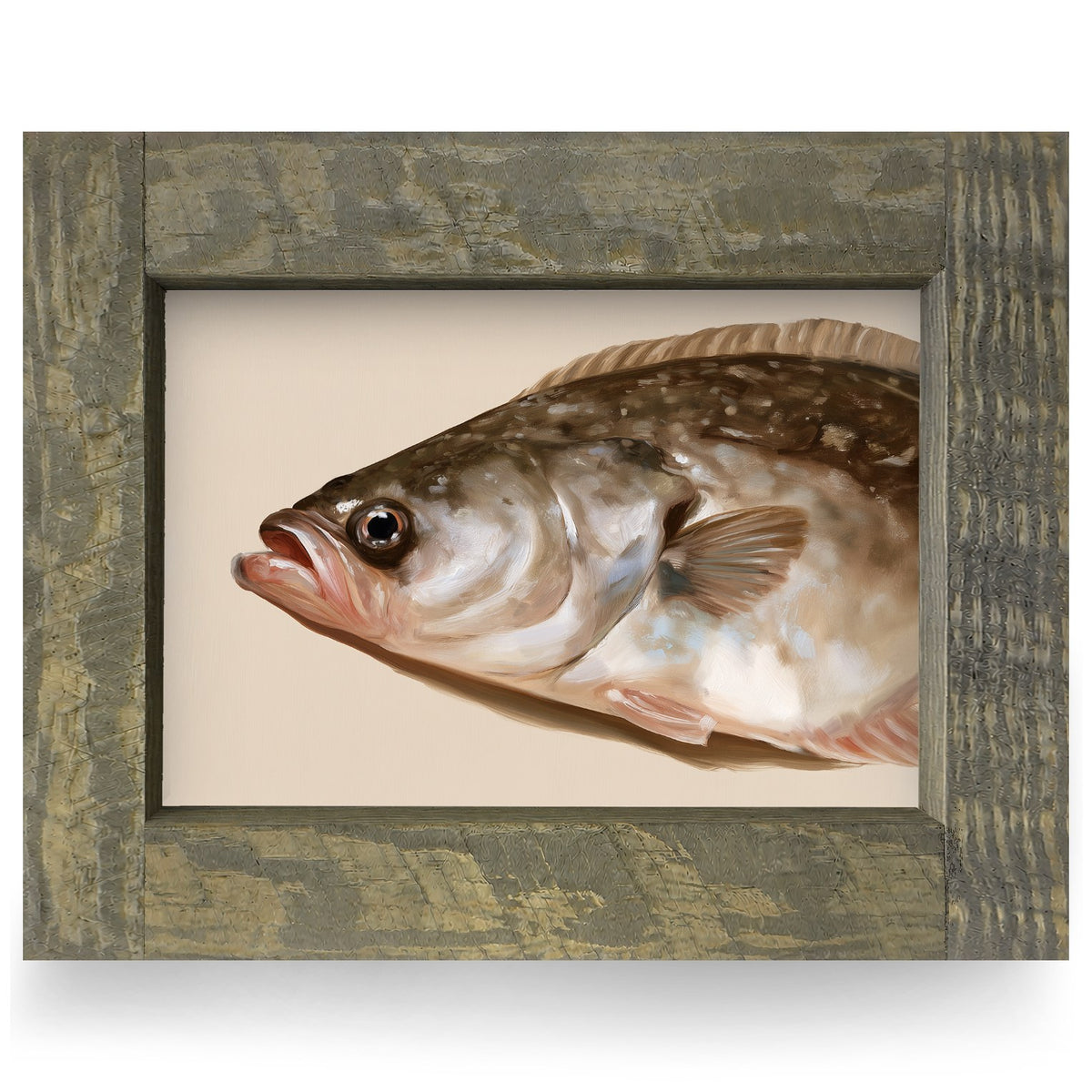 Sea Bass Portrait | Real Wood Framed Wall Art Print
