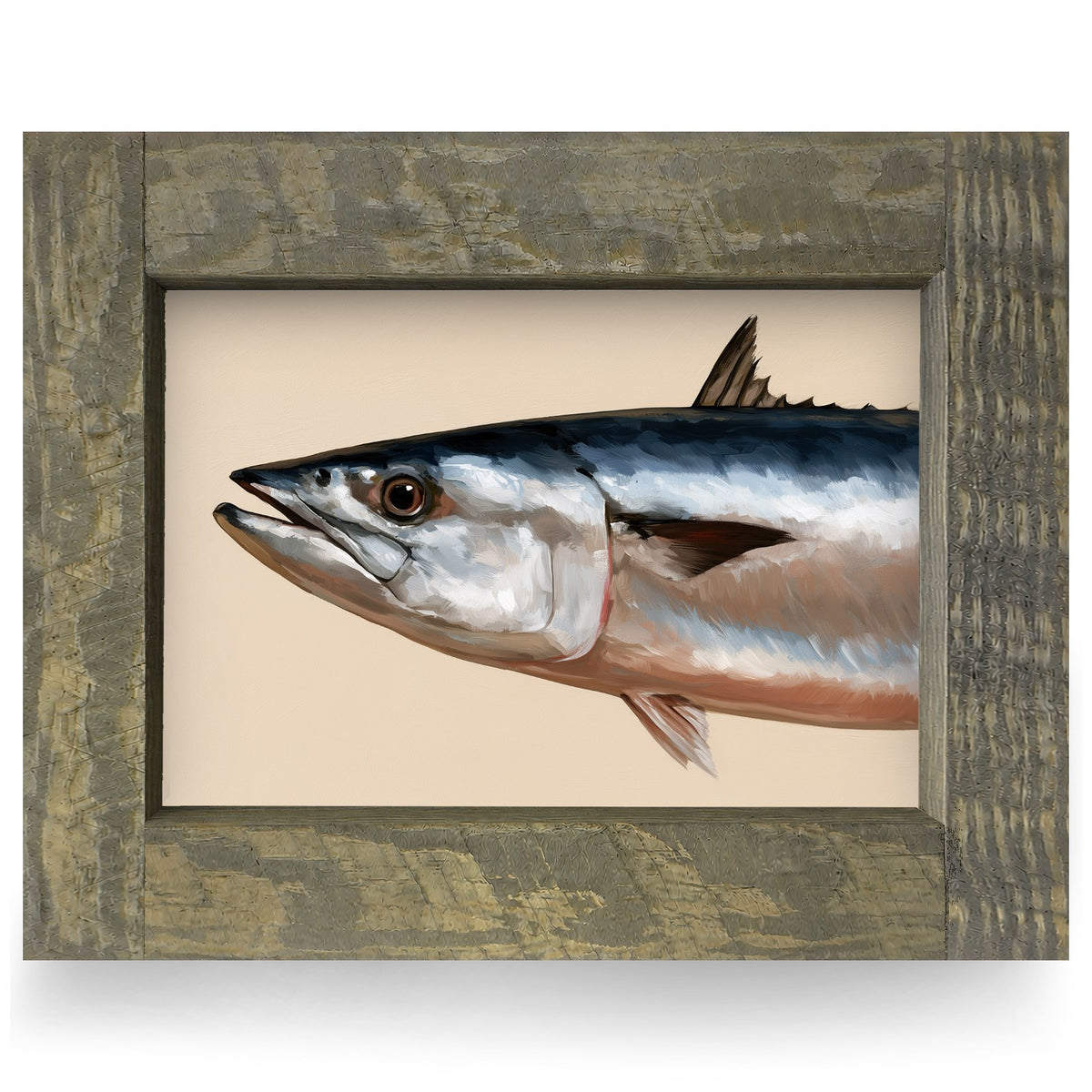 King Mackerel Portrait | Real Wood Framed Wall Art Print