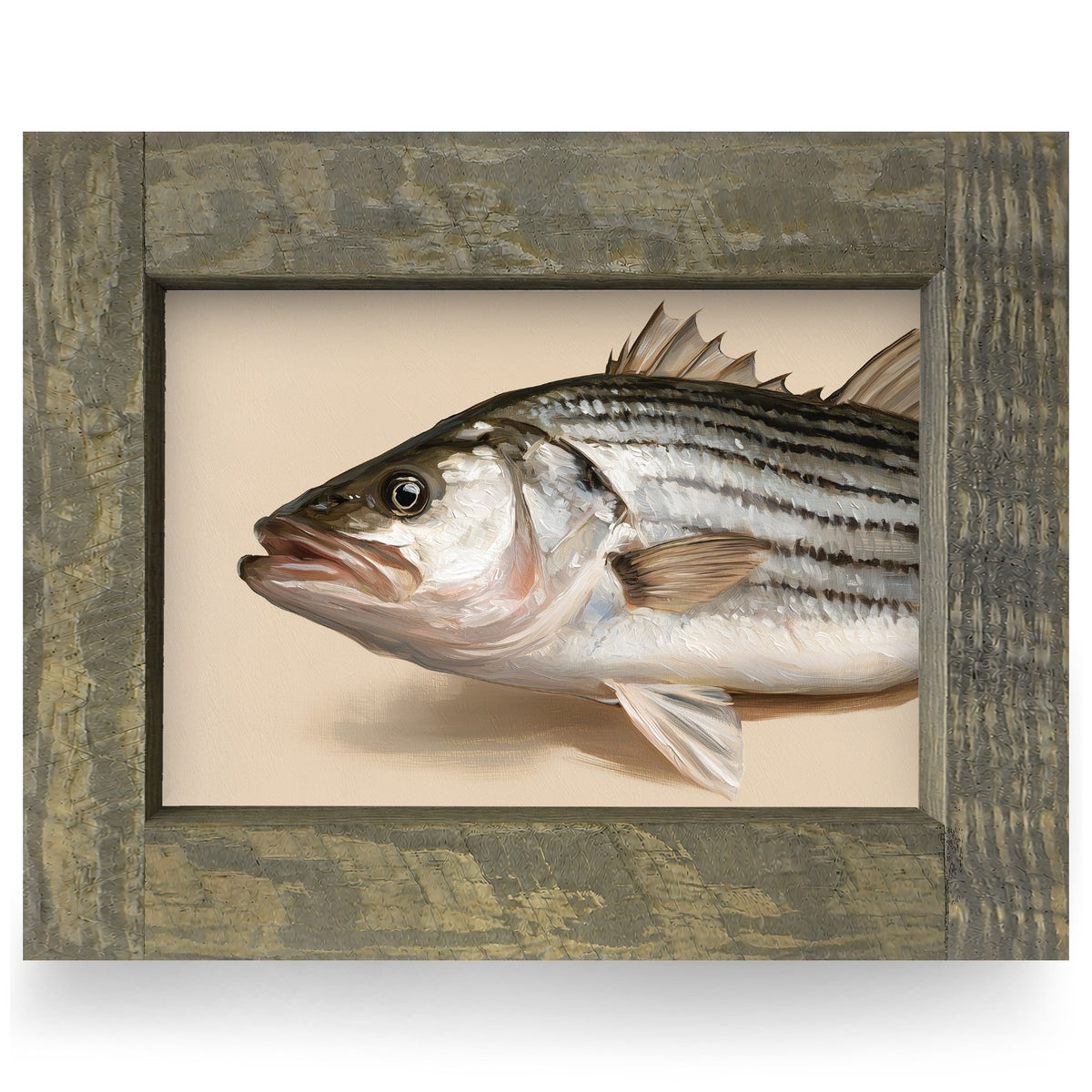 Striped Bass Portrait | Real Wood Framed Wall Art Print