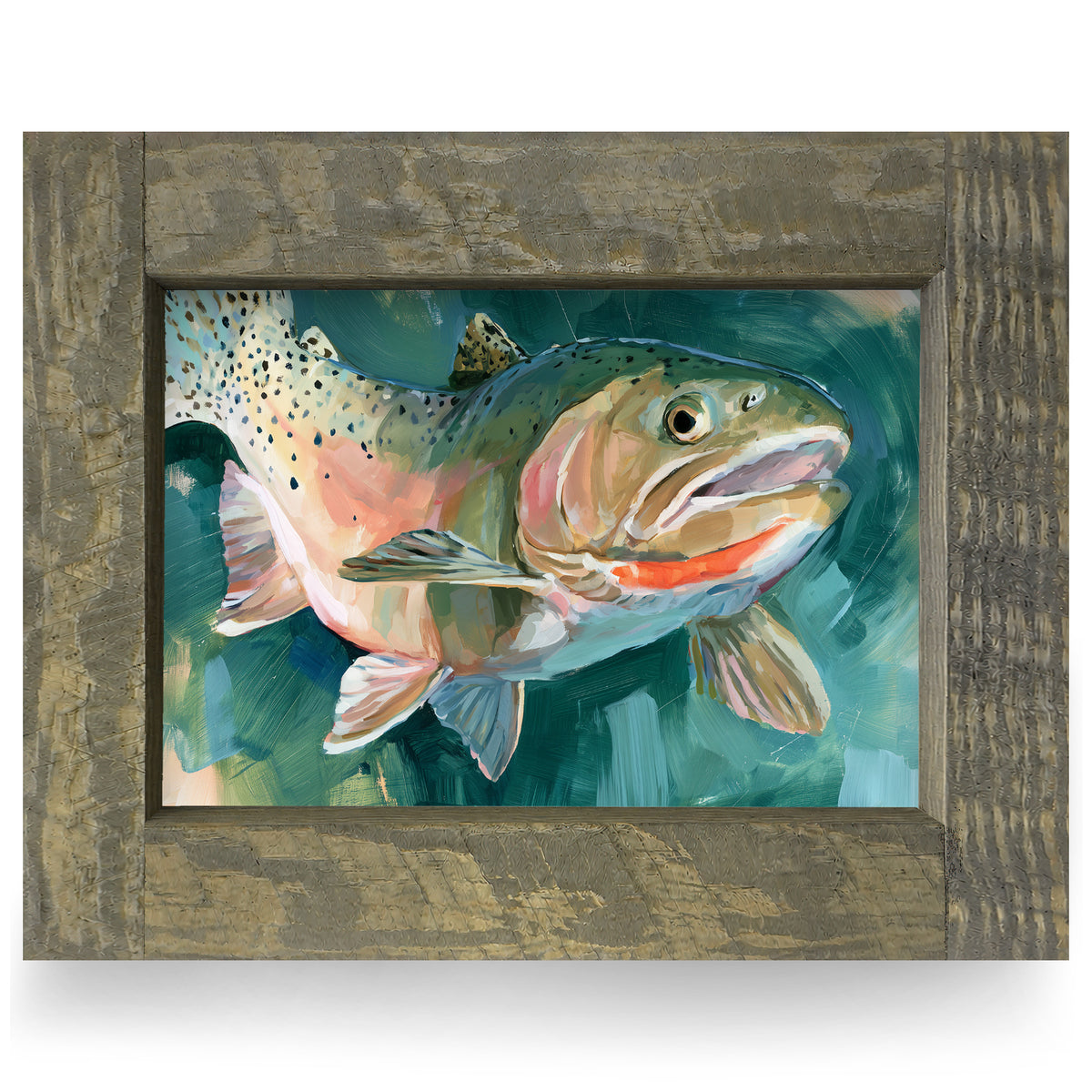 Rainbow Trout | Real Wood Framed Wall Art Print | Horizontal