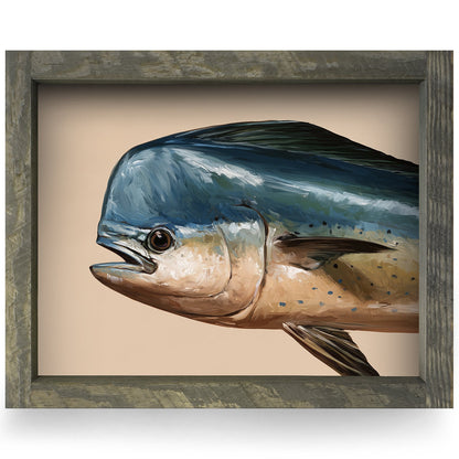 Mahi Mahi Portrait | Real Wood Framed Wall Art Print